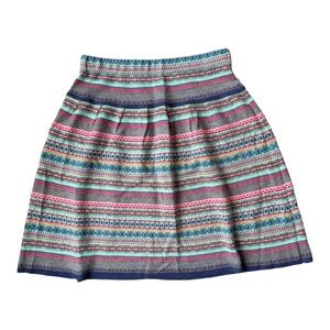 Lavand‎ Fair Isle Knit Skirt Women's Small Bright Multicolor Nordic Wool Blend